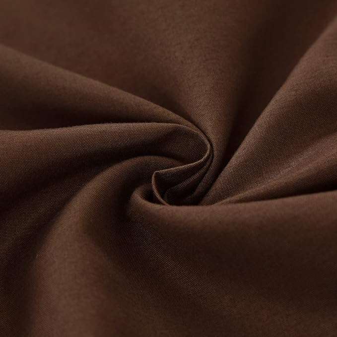 MEILA Wrap Around Elastic Bed Skirt for Twin & Full Beds, 18" Drop, Brown | Three-Side Adjustable Elastic Dust Ruffle, Ruffled Polyester Fabric, Easy to Install, Fade Resistant & Machine Washable