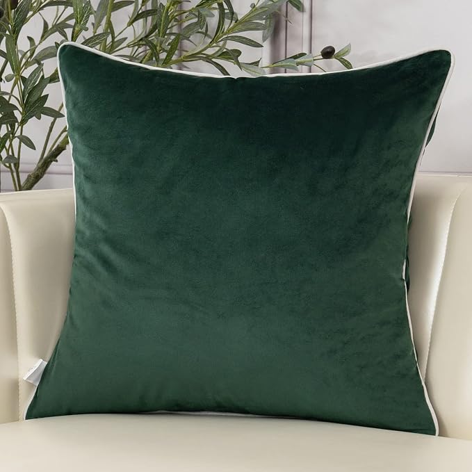 Aeckself 20 x 20 Inch Teal Square Throw Pillow Cover Tree Leaves Embroidery Velvet Cushion Case Luxury Modern Pillowcase for Couch Living Room Bedroom Car 50 x 50cm