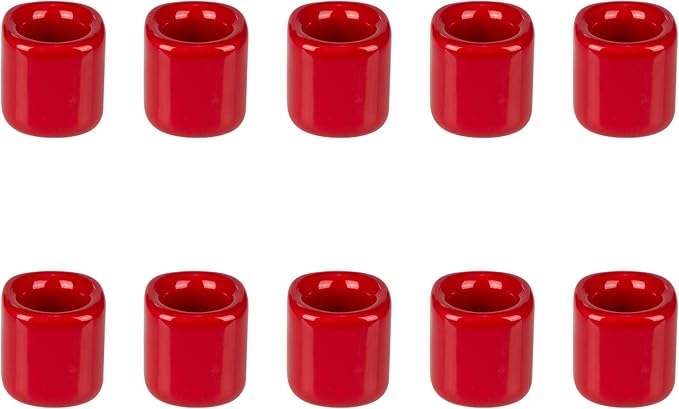 Mega Candles 10 pcs Red 1/2 Inch Diameter Ceramic Chime Ritual Spell Candle Holders, Great for Casting Chimes, Meditation, Rituals, Spells, Vigil, Witchcraft, Wiccan Supplies