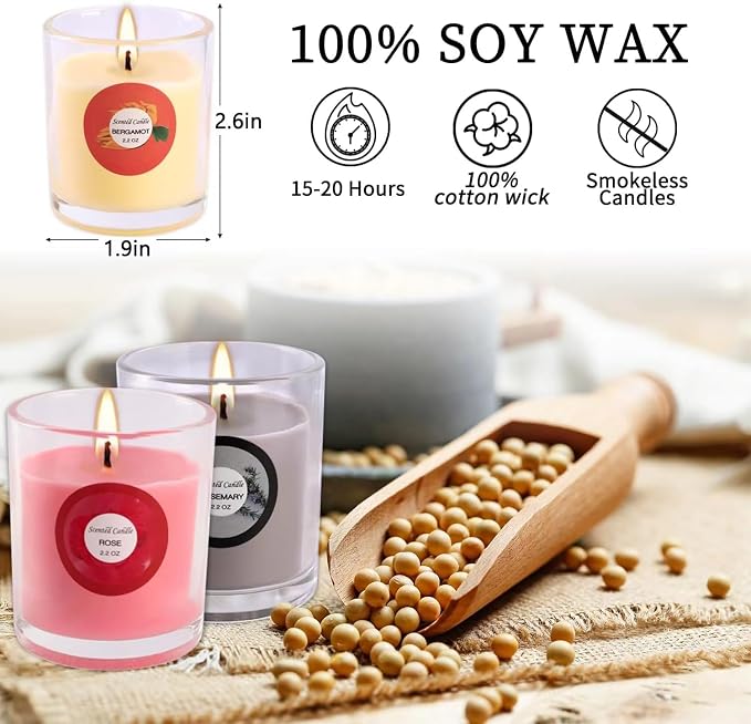 YOROXRG Scented Candles, Jasmine, Rose, Vanilla, Bergamot, fig, Lavender, Lemon, Spring,Strawberry, Rosemary, Aromatherapy Candles,Soy Wax Glass Jar Candle - 40 Pack