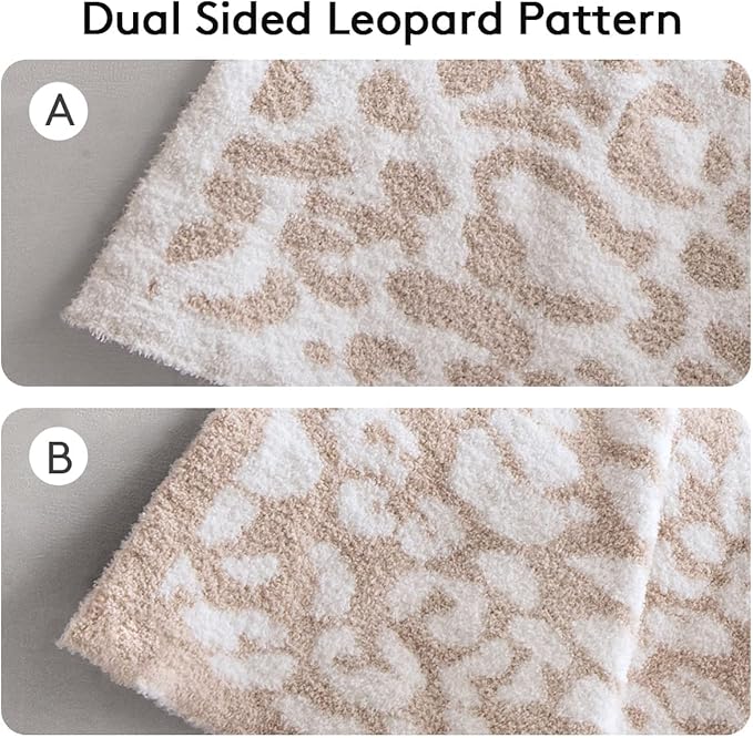 MH MYLUNE HOME Ultra Soft Leopard Throw Blanket Plush, Khaki, 50"x60" | Reversible Cheetah Print Blanket, Comfy Fluffy Fuzzy Plush Blanket Throws for Couch Bed, Cozy Blankets for Women Gift