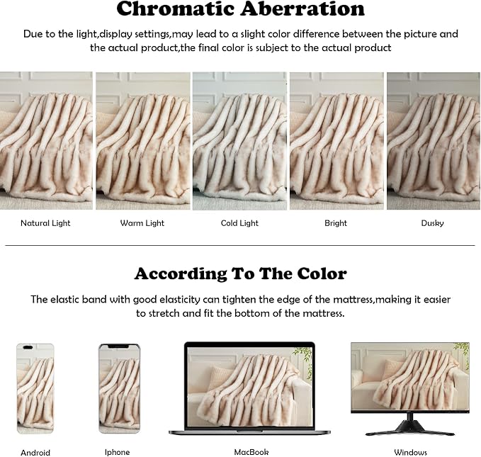 NEWCOSPLAY Faux Fur Thick Twin Blanket for Couch, Beige, 60"x80" | Luxury Fluffy Thick Warm Blanket for Couch Sofa Bed 1000GSM, Soft Plush Cozy Decorative Throw, Gift for Women Men
