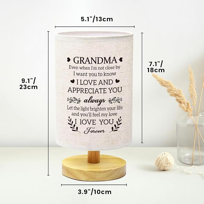 Birthday Gifts for Grandma from Grandkids Fabric Bedside Table Lamp