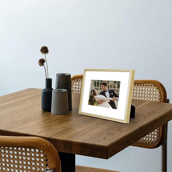 Golden State Art 7 Pack Aluminum Frames, Includes 5x7 8x10 11x11, Gold | Shatter-resistant Glass, Assorted Sizes: One 11x14, Two 8x10, Four 5x7, Horizontal/Vertical Wall Mount & Tabletop Display