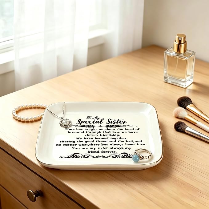 PUDDING CABIN Sister Birthday Gifts Jewelry Dish Gift for Sister Mother's Day Christmas