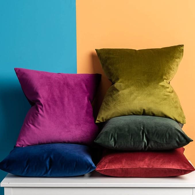 JUSPURBET 26x26 Euro Velvet Throw Pillow Covers Set of 2,Navy Blue