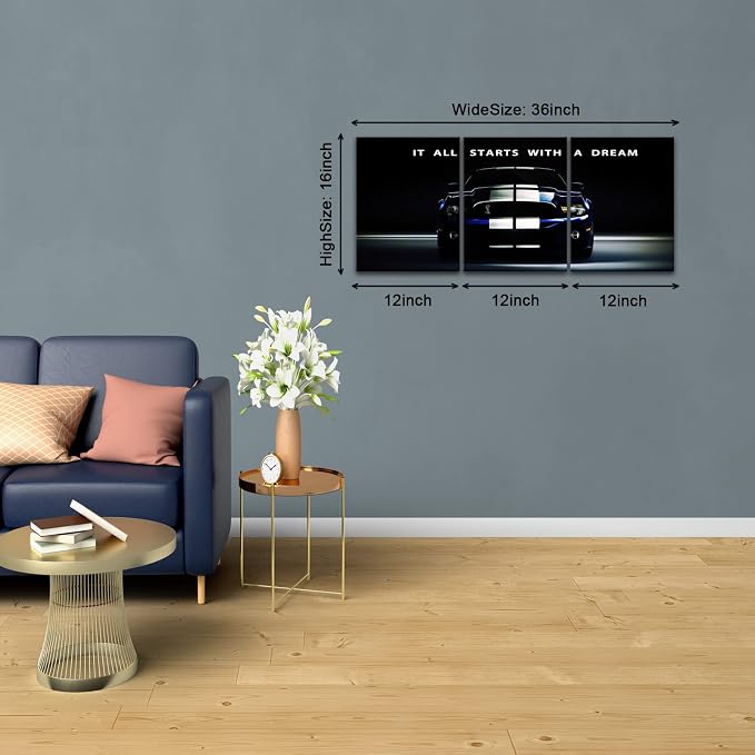 KAWAHONE Motivational Canvas Wall Art - It All Starts with A Dream,Office Inspirational Poster Prints Quotes Wall Decor Gallery-Wrapped Frame Ready to Hang