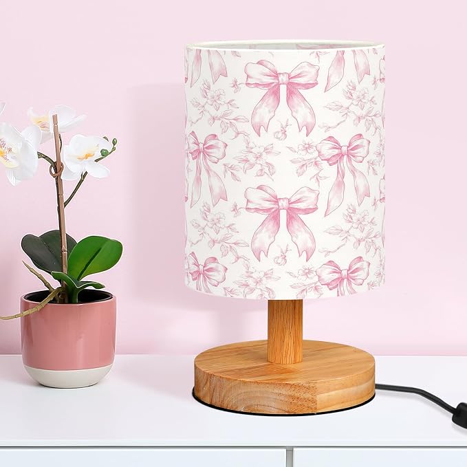 VIHOSE Floral Bow Kids Table Lamp for Bedroom Kids Lamps for Girls Room