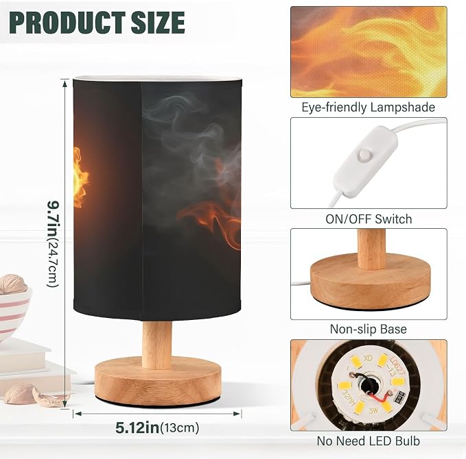 ALAZA Funny American Football Ball Decor Bedside Table Lamp with USB Port for Bedroom Nightstand Office Desk LED Bulb Included