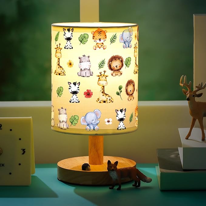 VIHOSE Safari Animal Kids Table Lamp for Bedroom Kids Lamps for Girls Room