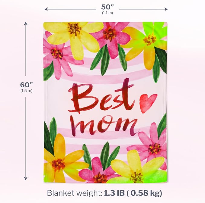 FILO ESTILO Mom Blanket 50"x60" in Gift Ready Packaging for Mother | Cozy Dyed Fleece Throw Blanket by FiloEstilo - Best Mom Ever Gift for Couch or Bed | Special Present from Daughter or Son