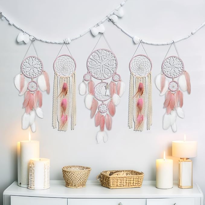 Dream Catcher Wall Decor,Large Boho Dream Catcher with Luxurious Feathers & Beads, Handmade Wall Hanging for Bedroom,Living Room, Gift Ready for Girls & Adults (Black-Blue)