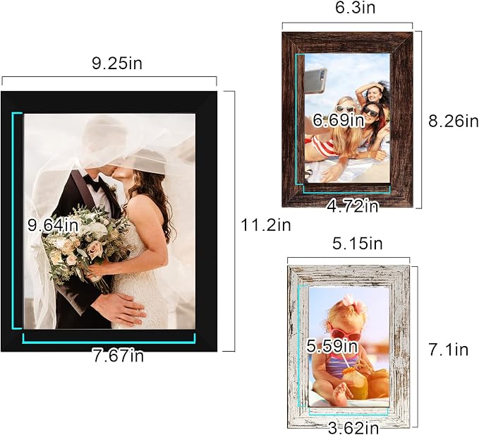 LUCKYLIFE Picture Frame Set 10-Pack, Gallery Wall Frame Collage with 8x10 5x7 4x6 Frames in 3 Different Finishes