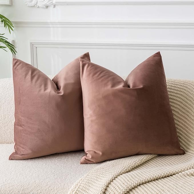 JUSPURBET 16x16 Velvet Throw Pillow Covers Set of 2 for Couch Sofa Bed,Jam