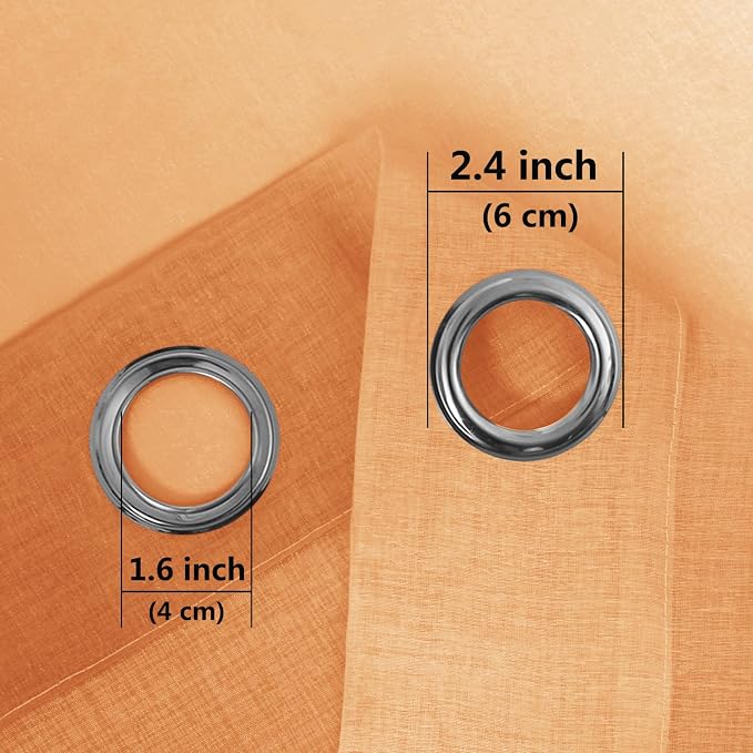 DWCN Ombre Sheer Curtains - 84 inches Long Faux Linen Gradient Semi Voile Curtains for Bedroom and Living Room, Set of 2 Grommet Top Window Curtain Panels, 42 x 84 Inches Long, Sunset Orange