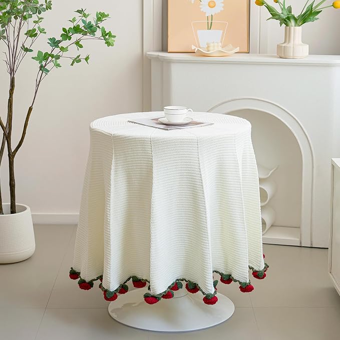 Longhui bedding Crochet Flower Bouquet Throw Blanket, Handmade Knitted Blanket with Red Rose Cute Romantic Gift for Her Girlfriend Mom Mother’s Day Valentine Wedding Anniversary Birthday, 40 Inches