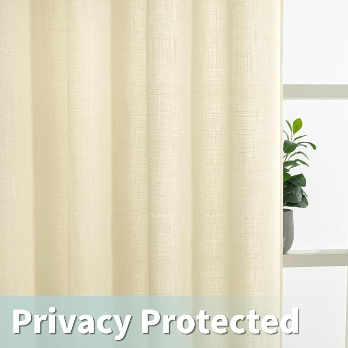 Beige Polyester Curtains 84 Inch Length for Living Room, Grommet Top Thick Light Filtering Drapes Privacy Boho Neutral Panels for Farmhouse/Bedroom, 2 Panels Set, 52 x 84 Inch, Light Beige | Light Filtering, Semi Sheer, Privacy Protected, Boho, Neutral...