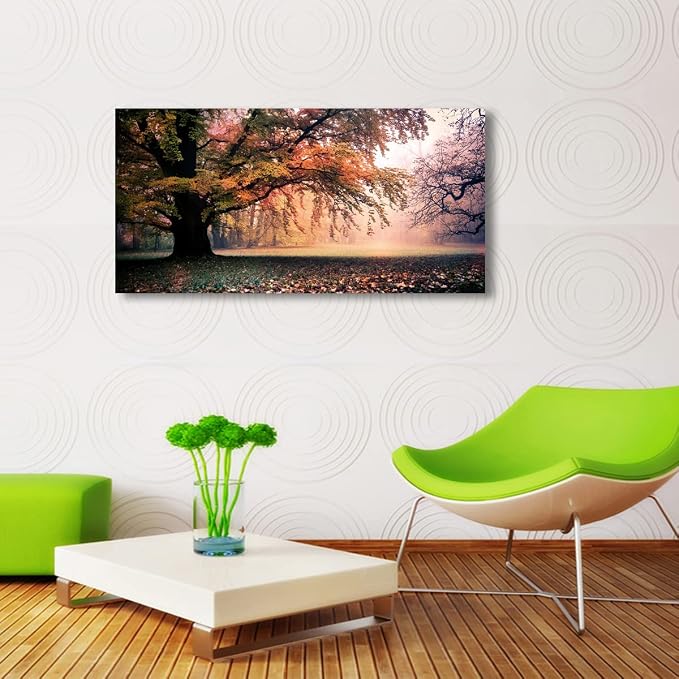 Tree of Life Wall Art Canvas Prints Natural Landscape Picture Home Decor Colorful Forest Paintings for Living Room Bedroom Bathroom Kitchen Decorations 20x40 Wooden Framed Artwork Easy Hanging