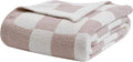 bearberry Soft Plush Throw Blanket for Couch, Cozy Warm & Lightweight | Knitted Fluffy Checkered Comfort Home Decor Gift for Women Mom Her, Sofa Chair Bed, 60x80in, Cream