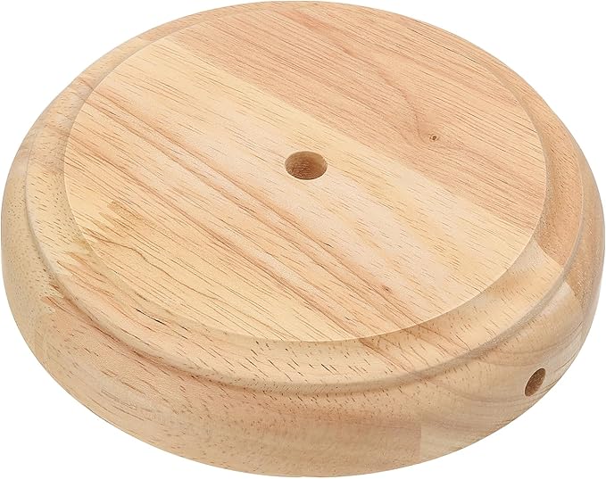 PATIKIL 6.5" x 1.3" Wooden Lamp Base, Round Solid Wooden Base Wood Desk Lamp Display Stand Replacement for Bedroom Bedside Table Lamps DIY