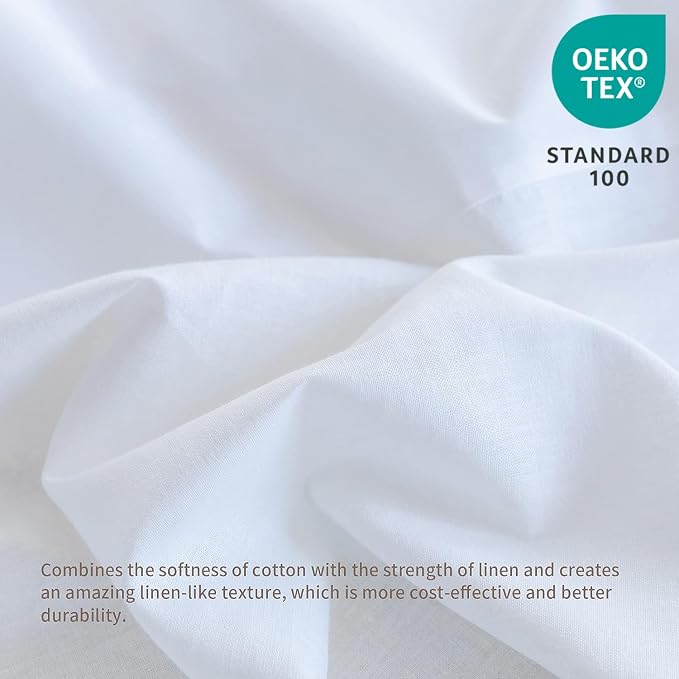 BISELINA French Linen Bed Skirt with Pleated Corner 14-Inch Tailored Drop Natural Flax Cotton Blend Basic Dust Ruffle Soft Cozy Farmhouse Bedding (14" Full, Basic White)