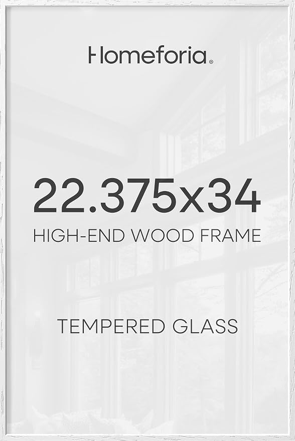 Homeforia 22.375x34 White Oak Puzzle Poster Frame, High-End Wood, Glass
