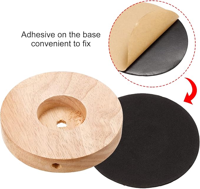 PATIKIL 120mm Wooden Lamp Base, 2 Pack Circular Solid Wooden Base Wood Desk Lamp Stand Replacement for Table Lamps DIY