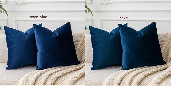 JUSPURBET Decorative Velvet Throw Pillow Covers 20x20 Set of 2,Navy Blue