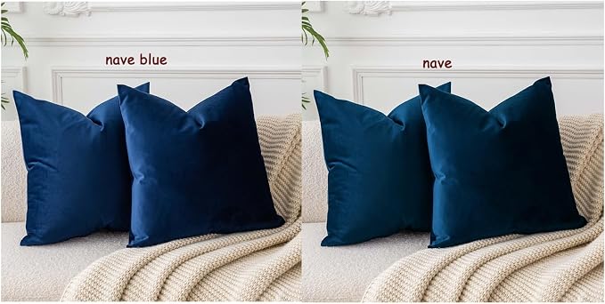 JUSPURBET 26x26 Euro Velvet Throw Pillow Covers Set of 2,Navy Blue