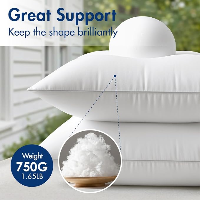 MIULEE Pack of 2 20x20 Outdoor Square Pillow Inserts for Patio Sofa Garden | Waterproof Decorative Throw Pillow Inserts for Patio Sofa Garden Porch Couch