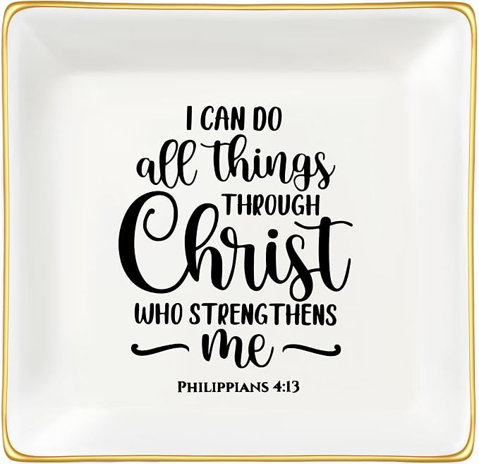 JoycuFF Inspirational Christian Gifts for Women Friends Faith Ring Dish
