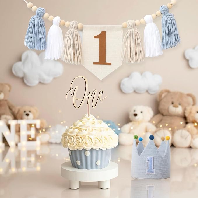 1st Birthday Decorations Boy First High Chair Banner 1 Year Old Birthday