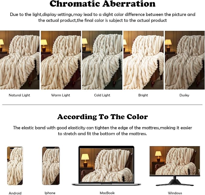 NEWCOSPLAY Faux Fur Thick Throw Blanket for Couch, Stripe Brown, 50"x60" | Luxury Fluffy Thick Warm Blanket for Couch Sofa Bed 1000GSM, Soft Plush Cozy Decorative Throw, Gift for Women Men