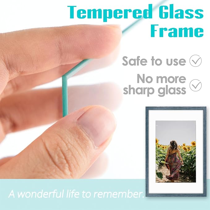 Frametory 6 Pack 16x24 Blue Picture Frame with Real Glass Mat for 12x18