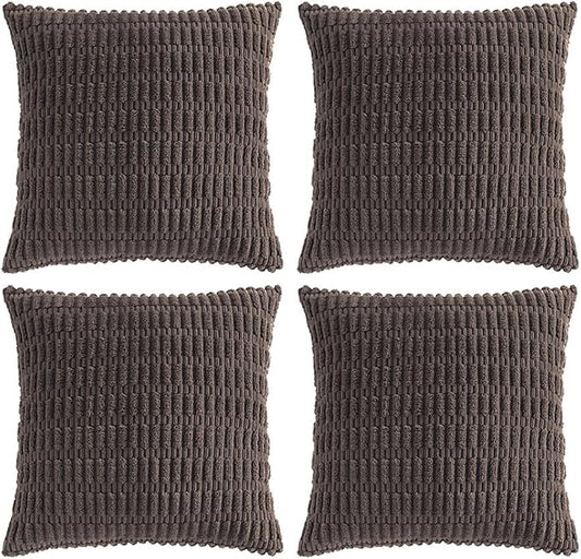 Fancy Homi 4 Packs Decorative Throw Pillow Covers for Living Room Couch Bed, Modern Farmhouse Boho Home Décor Accent Cushion Case, 20" x 20", Dark Brown