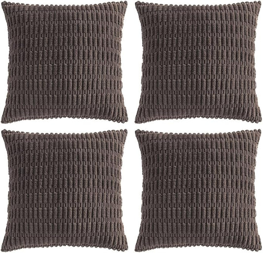 Fancy Homi 4 Packs Decorative Throw Pillow Covers for Living Room Couch Bed, Modern Farmhouse Boho Home Décor Accent Cushion Case, 22" x 22", Dark Brown