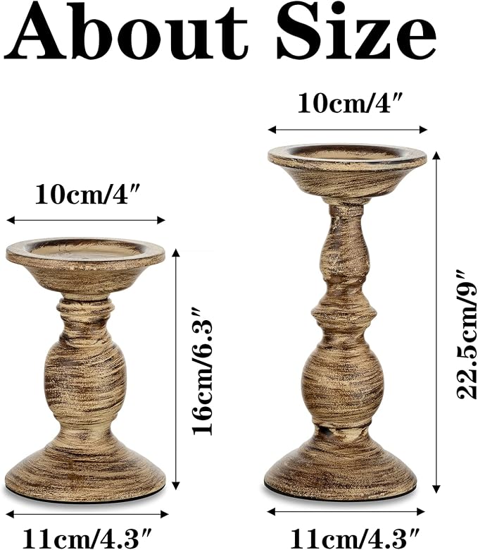 Sziqiqi Vintage Pillar Candle Holders Distressed Metal Candleholder Set