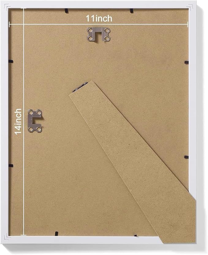 Vittanly 11x14 Picture Frames Set of 9 for Wall Mounting, White | Display Pictures 8x10 with Mat or 11x14 without Mat, Engineered Wood with Shatter Resistant Plexiglass, Gallery Photo Frames