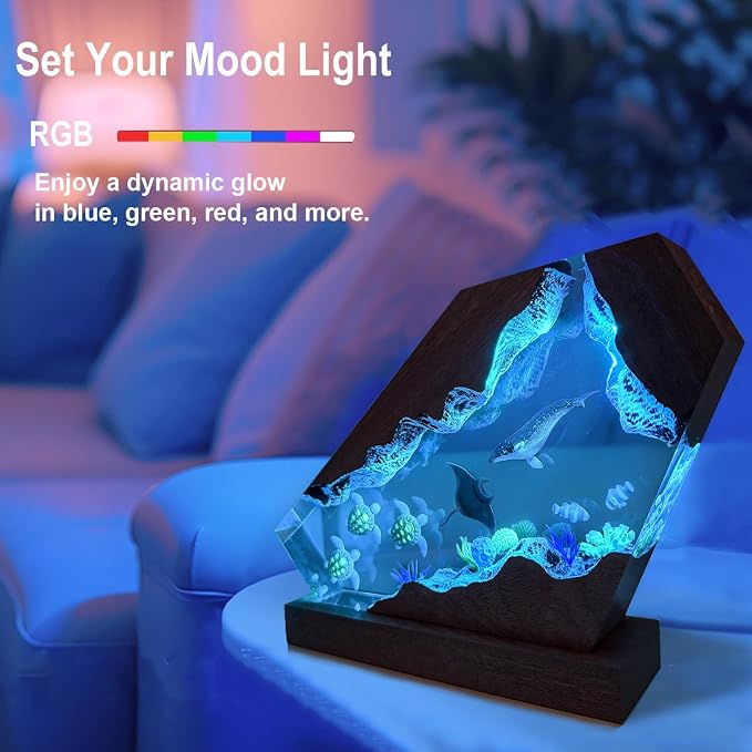 Handmade Humpback Whale Resin Ocean Lamp