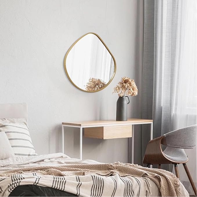 AOAOPQ Irregular Wall Small Gold Framed Mirror for Bathroom Accent Wall Modern Rectangle Mirror for Vanity