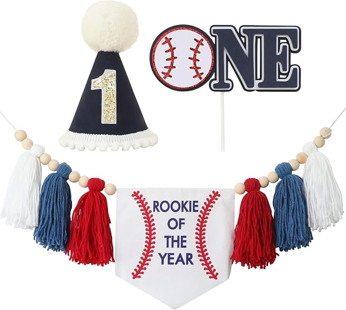 Rookie of The Year First Birthday Decorations for Boy One High Chair Banner