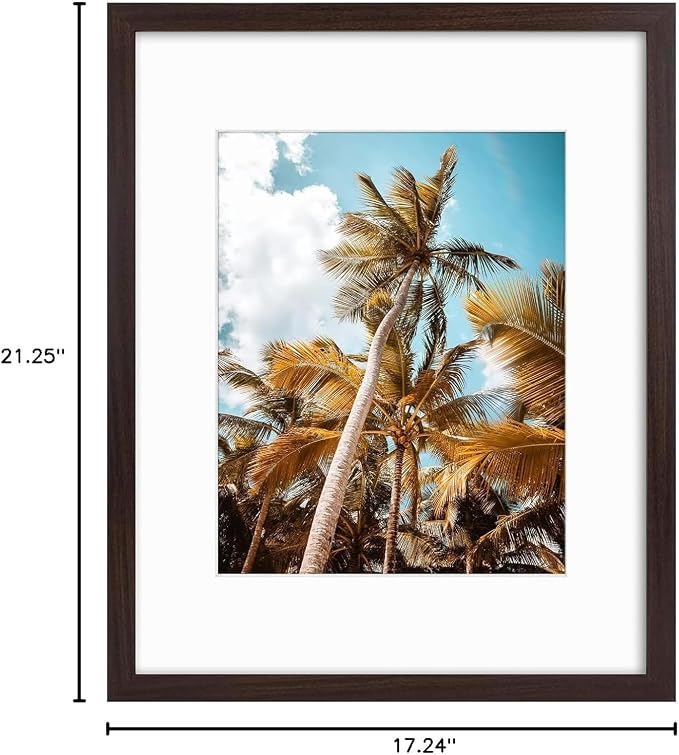 Frametory 6 Pack 16x20 Brown Picture Frame with Real Glass Mat for 11x14