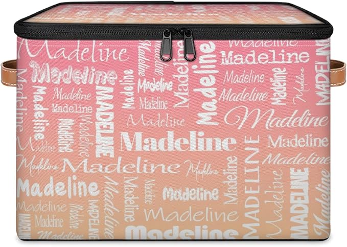 Custom Name Storage Basket, Personalized Keepsake Box, Pink Apricot