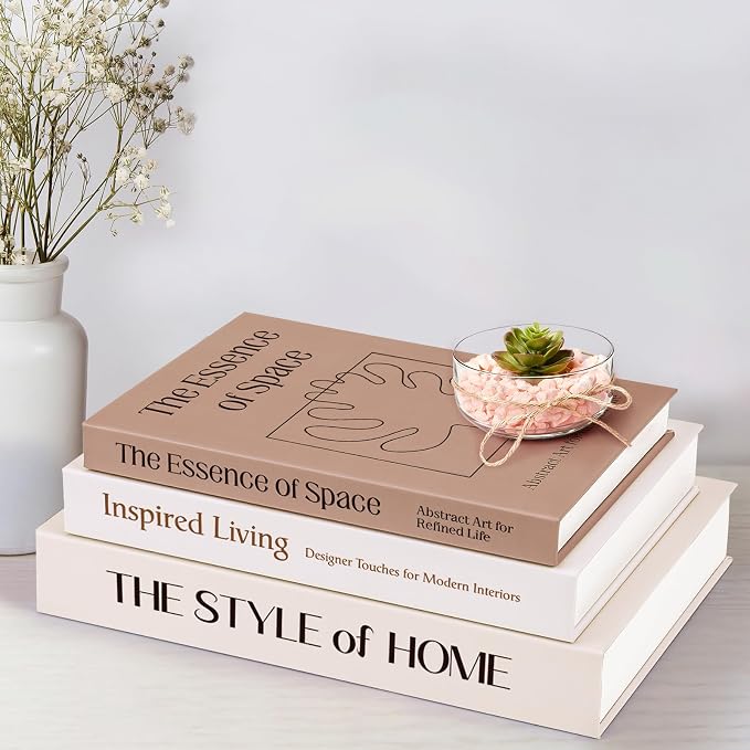 XKDOUS 3 Pack Decorative Books for Home Decor Coffee Table Faux Book Boxes