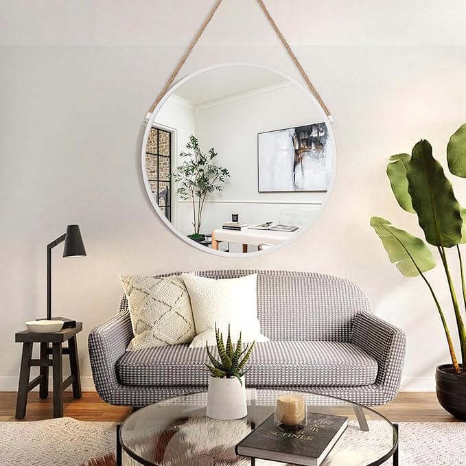 Wall Regular Round Mirror, Hanging Circle Framed Mirror Decorative for Bedroom Livingroom and Entryway, Decor 28 Inch Mirrors