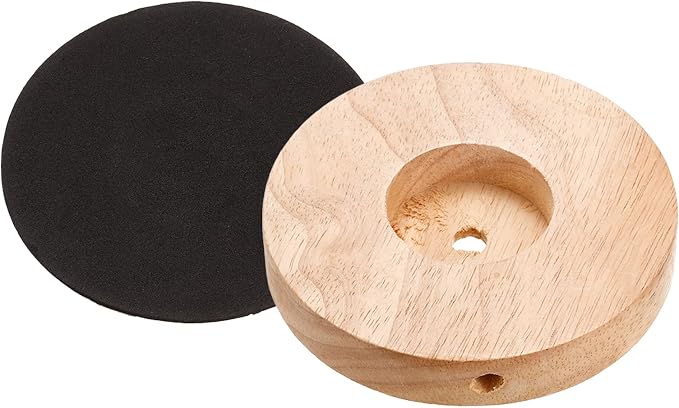 PATIKIL 120mm Wooden Lamp Base, 1 Pack Circular Solid Wooden Base Wood Desk Lamp Stand Replacement for Table Lamps DIY