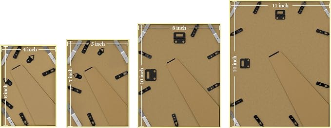 eletecpro Aluminum Gallery Wall Frame Set of 12 with Glass Cover, Gold | Including 2Pcs 11x14, 2Pcs 8x10, 4Pcs 5x7, 4Pcs 4x6 Photo Frames, Multiple Sizes Picture Frames Collage Wall Decor, Tabletop