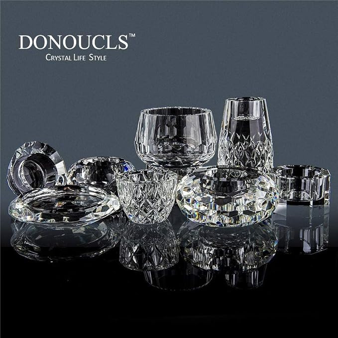 Crystal Candle Holders Pillar Candlestick Decorations for Home Party Dinner Christmas Suitable for Large Cylindrical Candles Hand-Cut 4.3'' X 1'' Clear