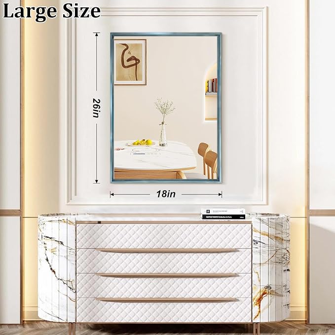 AAZZKANG Large Wall Mirror Decor Metal Framed Mirrors 26"x18" for Bedroom Bathroom Entryway Dressing Room Rectangle
