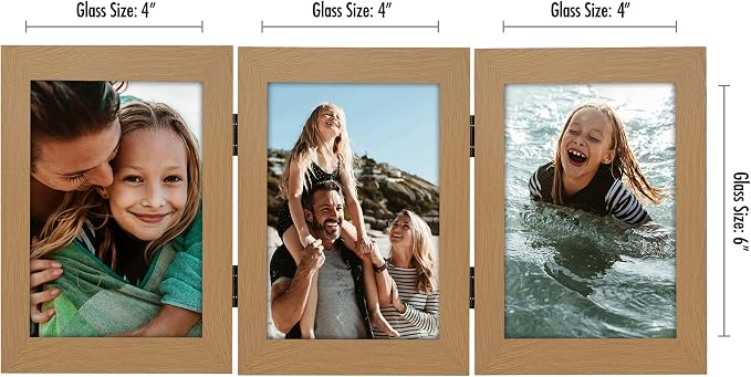 Americanflat 4x6 Hinged Triple Picture Frame - Engineered Wood - Dark Oak